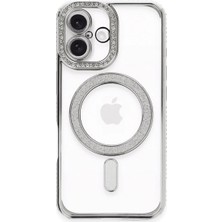 Asa Store Iphone 16 Plus Kılıf Joke Simli Magneticsafe Kılıf - Gümüş