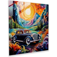 Popcasso Temperli Cam Tablo - Soyut Manzara - Dekoratif Görsel Element