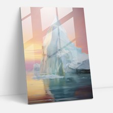 Popcasso Pastel Renkler Buzdağı Cam Tablo - Huzur Verici Atmosfer ile Doğa Manzarası