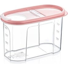 Veloxa 1.2 Litre Ölçü Çizelgeli Erzak Saklama Kabı - Pastel Renkli Pratik Kuru Gıda Kutusu Pembe 42