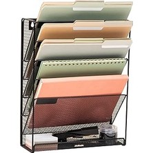 SHC4200 Mind Reader Floor Oder Mounted Magazine Rack, Black Metal Mesh