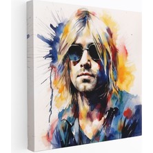 Popcasso Kurt Cobain Cam Tablo - Canlı Renklerle Tasarlanmış Kurt Cobain Görseli