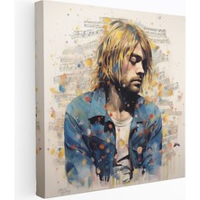 Popcasso Kurt Cobain Temalı Temperli Cam Tablo - Gerçeküstü Sözler ile Birleşmiş Modern Sanat Görseli