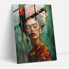 Popcasso Frida Kahlo Tarzı Cam Duvar Tablosu - Frida Kahlo Eserleri ile Modern Duvar Dekorasyonu