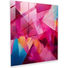 Popcasso Geometrik Soyut Prizma Temperli Cam Tablo - Pink Floyd Teması