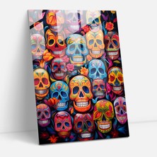 Popcasso Los Muertos Temperli Cam Tablo - Soyut Büyüleyici Modern Tasarım