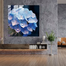 Popcasso Hortensia Çiçeği Temperli Cam Tablo - Narin Yapraklar Dijital Illüstrasyon