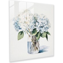 Popcasso Hortensia Cam Duvar Tablosu - Minimalist Tasarım - Hortensia Temalı Ev Dekorasyonu
