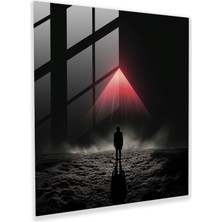 Popcasso Ayın Karanlık Yüzü Silüeti Temalı Cam Tablo - Pink Floyd Albüm Kapağı / Modern Sanat Duvar Dekorasyonu