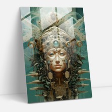 Popcasso Inka Medeniyeti Gerçeküstü Cam Tablo - Mayan Temalı Modern Sanat Cam Tablosu
