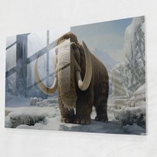 Popcasso Paleolitik Tüyü Mamut Temperli Cam Tablo - Mezolitik Gerçekçi Tasvir ile Benzersiz Duvar Sanatı
