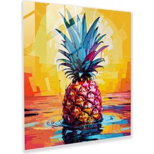 Popcasso Canlı Renklerde Ananas Temperli Cam Tablo - Pop Art Tarzı Duvar Dekorasyonu
