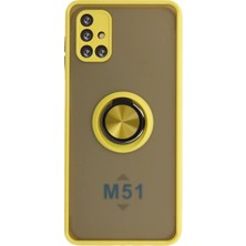Asa Store Samsung Galaxy M51 Kılıf Montreal Yüzüklü Silikon Kapak - Sarı