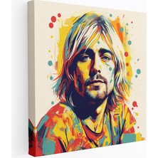 Popcasso Kurt Cobain Cam Tablo - Pop Art Esintili Illüstrasyon Modern Sanat