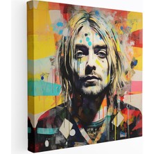 Popcasso Kurt Cobain Surrealist Temalı Cam Tablo - Karma Medya Sanatı ile Tasarlanmış