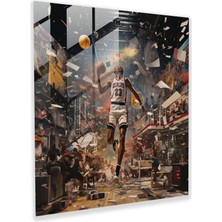Popcasso Nba Efsane Anlar Koleksiyonu Temperli Cam Tablo - Modern Sanat Temalı Duvar Dekorasyonu