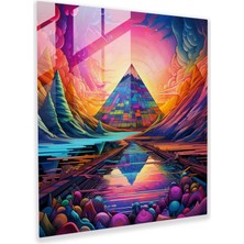Popcasso Psikedelik Kaleydoskop Temperli Cam Tablo - Pink Floyd Temalı Modern Sanat