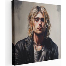 Popcasso Kurt Cobain Gerçekçi Cam Tablo - Büyüleyici Portre ile Ev Dekorasyonu