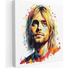 Popcasso Kurt Cobain Temalı Cam Tablo - Stilize Pop Sanat - Kurt Cobain Cam Duvar Tablosu