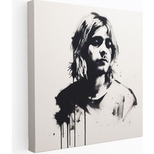 Popcasso Kurt Cobain Cam Tablo - Modern Sanat Cam Duvar Tablosu