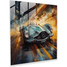 Popcasso Mercedes Yarış Temalı Temperli Cam Tablo - Dinamik Ifade Modern Sanat