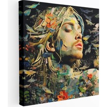 Popcasso Kurt Cobain Temalı Temperli Cam Tablo - Doğadan Ilham Alan Kollaj - Modern Sanat Duvar Dekorasyonu