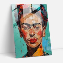 Popcasso Frida Kahlo Tarzı Cam Tablo Modern Sanat Duvar Dekorasyonu
