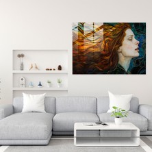 Popcasso Akacak Saçlı Kadın Temperli Cam Tablo - Ön-Raphael Kardeşlik Modern Sanat Eseri