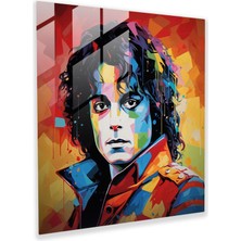 Popcasso Micheal Jackson Temalı Cam Tablo - Pop Kralı Duvar Dekorasyonu Pop Sanat Portresi