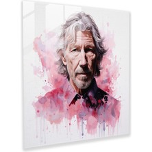 Popcasso Pink Floyd Temalı Suluboya Portresi Cam Tablo - Roger Waters Görseli ile Duvar Dekorasyonu