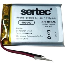 Uslucan Alışveriş Sertec 403040 3.7V 450 Mah Li-Polymer Pil (DEVRELI/1.5A)