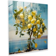 Popcasso Yaratıcı Limon Ağacı Temperli Cam Tablo - Modern Sanat Teması ile Limon Ağacı Görseli