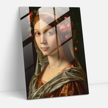 Popcasso Raffaello Sanzio Cam Tablo: Genç Bir Kadının Portresi - Modern Sanat Temalı Duvar Tablosu