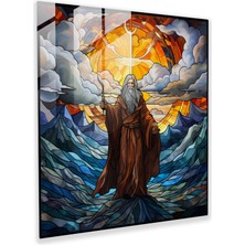 Popcasso Orta Dünya Temalı Temperli Cam Tablo - Gandalf Vitray Sanatı ile Büyüleyici Atmosfer