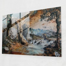 Popcasso Erimiş Saatler Modern Sanat Temperli Cam Tablo - Salvador Dali Teması Sürrealist Tasarım