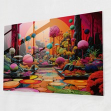 Popcasso Temperli Cam Tablo Modern Sanat Zen Bahçesi Manzarası