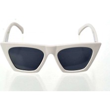 Pileli Store Beyaz Çerçeve Cat Eye Kadın Güneş Gözlüğü - Moda Gözlük