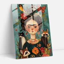 Popcasso Frida Kahlo Tarzı Modern Sanat Cam Tablo - Frida Kahlo Eserleri
