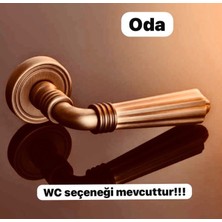 Eymen Meral Aksesuar 1 Çift Antik Bakır Lüx Zamak Rozetli Oda Kapı Kolu (Vidalar Dahil) Her Iki Yöne Uyumludur Osmanlı Model