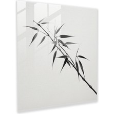 Popcasso Minimalist Bambu Dalı ile Temperli Cam Tablo - Zen Temalı Duvar Dekoru
