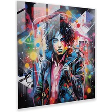 Popcasso Michael Jackson Graffiti Cam Tablo - Michael Jackson Soyut Temsil Temperli Cam Tablo