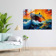 Popcasso Titanic Temalı Pop Art Cam Tablo - Dekoratif Cam Duvar Tablosu