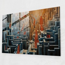 Popcasso Seyahat Temalı Geometrik Soyut Cam Tablo Sanatı