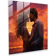 Popcasso Romantik Renkli Günbatımı Cam Tablo - Romantik Günbatımı Manzarası ile Dekoratif Cam Tablo