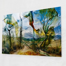 Popcasso Salvador Dali'nin Sürreal Manzara Tablosu - Modern Sanat Cam Tablo