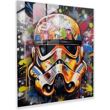 Popcasso Isyan Ruhlu Stormtrooper Graffiti Temperli Cam Tablo - Star Wars Temalı Duvar Dekoru