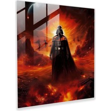 Popcasso Alevli Gezegen Cam Tablo - Darth Vader Temalı Modern Sanat Eseri