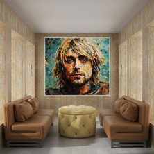 Popcasso Kurt Cobain Mozaik Tarzı Cam Tablo Duvar Dekorasyonu