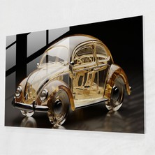 Popcasso Volkswagen Beetle Minyatür Cam Tablo - Duvar Dekorasyonu Için Temperli Cam Tablo