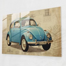 Popcasso Vintage Tasarım Cam Tablo - Volkswagen Beetle Retro